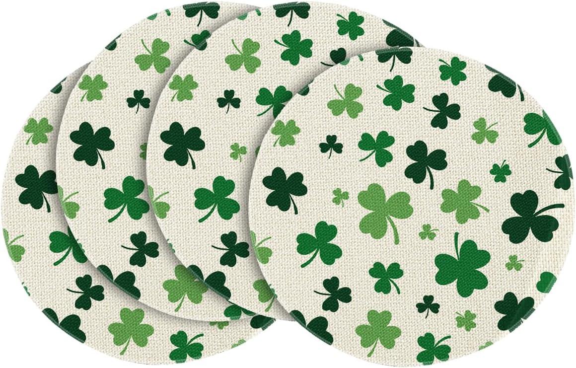 imageArtoid Mode Green Shamrock St Patricks Day Placemats Set of 415 Inch Seasonal Spring Luck Table Mats for Party Kitchen Dining DecorationBeige