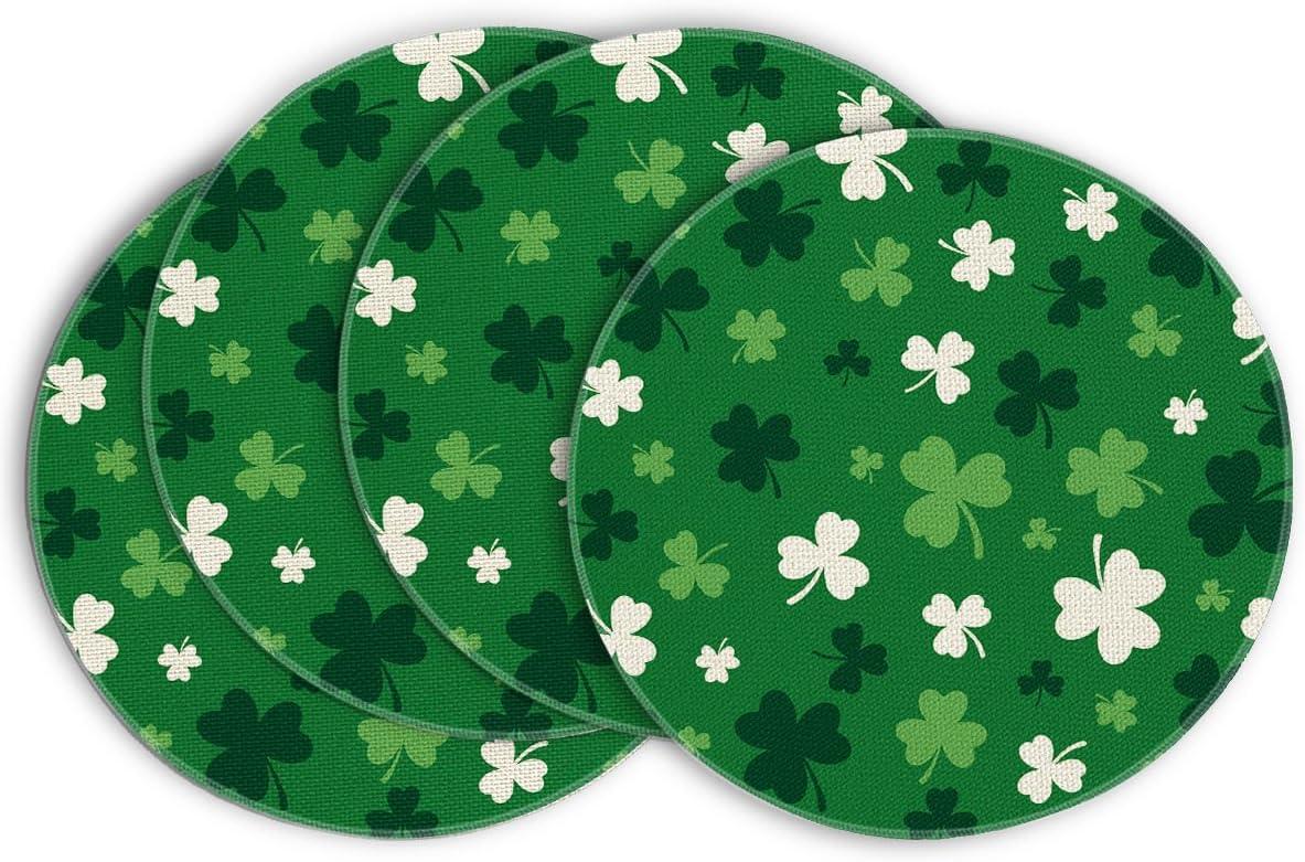 imageArtoid Mode Green Shamrock St Patricks Day Placemats Set of 415 Inch Seasonal Spring Luck Table Mats for Party Kitchen Dining DecorationGreen
