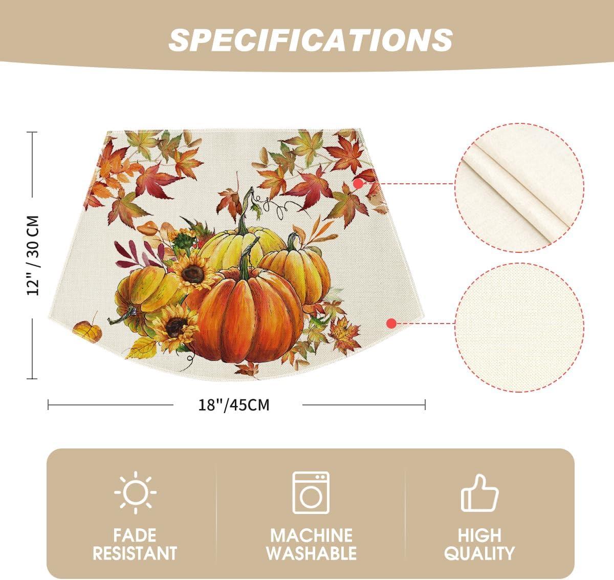 imageArtoid Mode Pumpkins Fall Round Placemats Set of 414 Inch Maples Leaves Thankgiving Seasonal Round Place Mats for Party Dining DecorationBeigeOrange