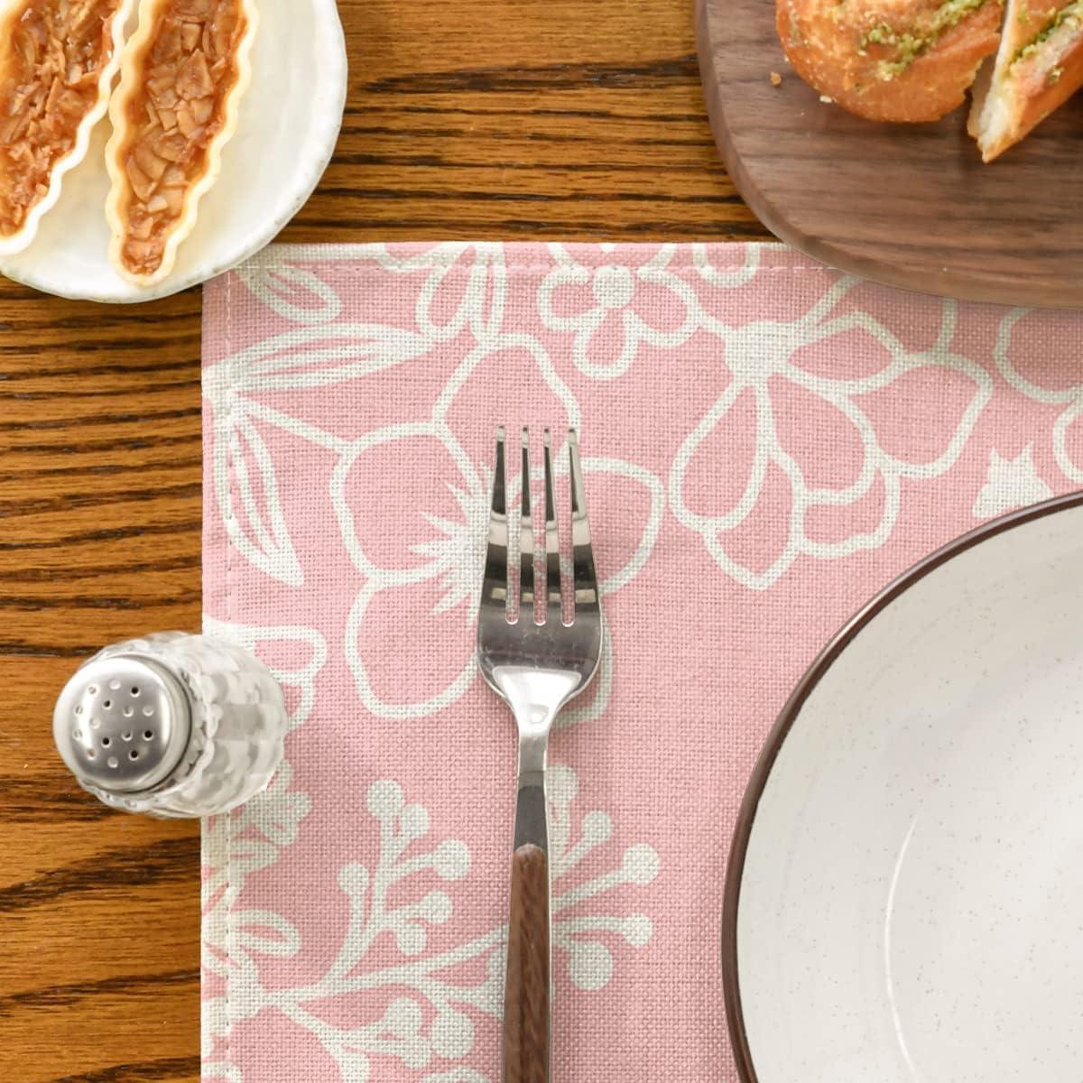 imageArtoid Mode Purple Flowers Floral Butterflies Spring Round Placemats Set of 4 14 Inch Seasonal Round Table Mats for Dining DecorationPink