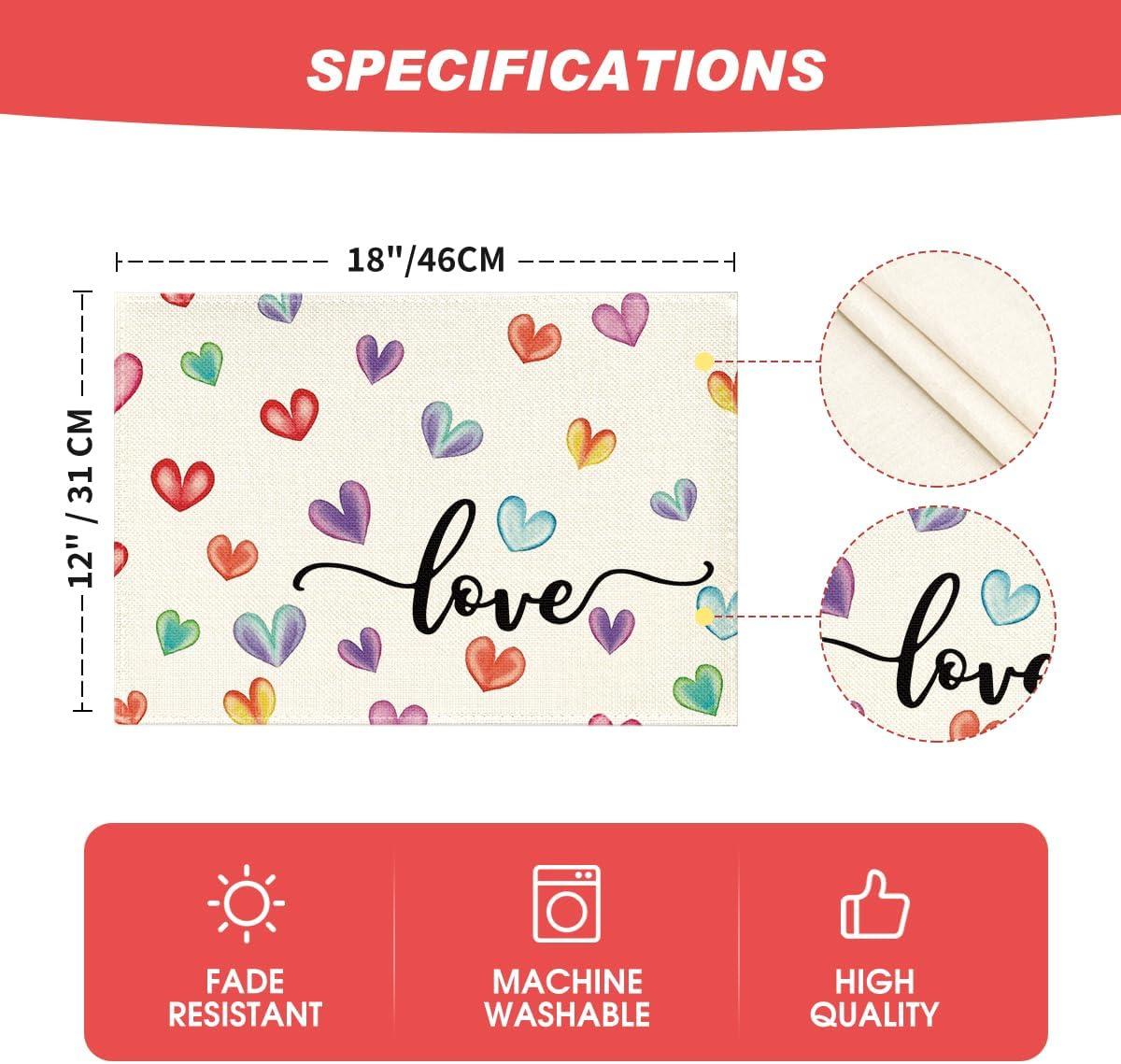 imageArtoid Mode Red Love Round Valentine Placemats Set of 4 14 Inch Anniversary Wedding Round Table Mats for Dining DecorationColored