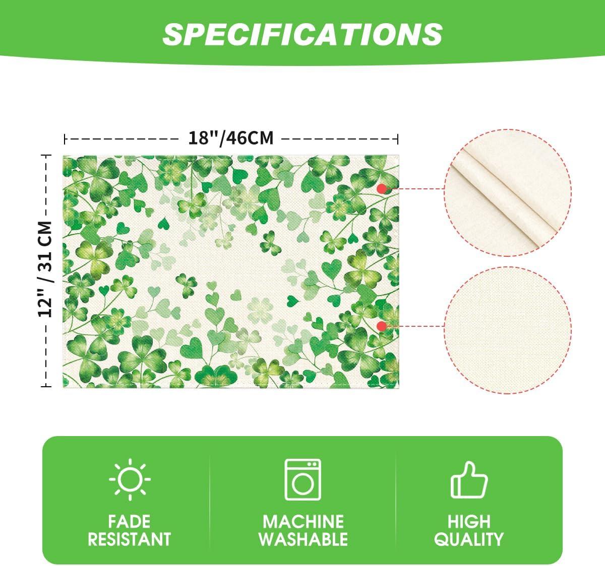 imageArtoid Mode Shamrock Love Heart Round St Patricks Day Placemats Set of 4 15 Inch Seasonal Round Table Mats for Party Kitchen Dining DecorationBeige