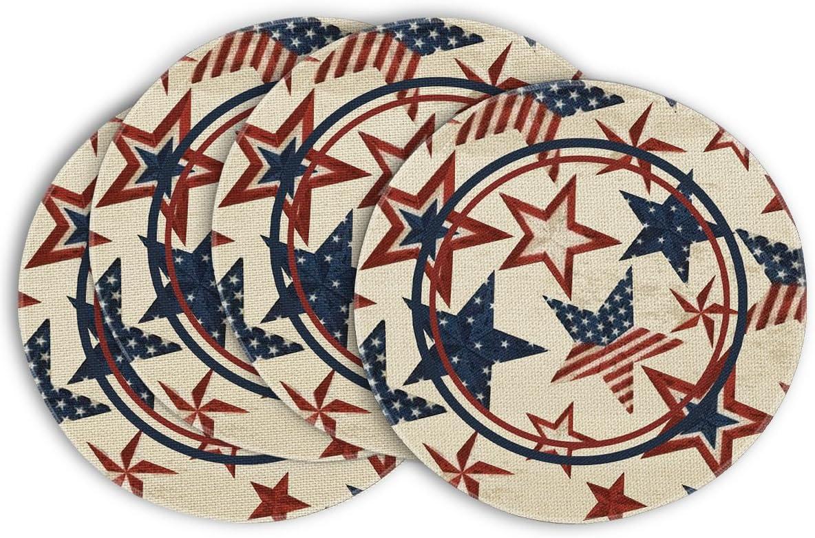 imageArtoid Mode Stars Stripes Patriotic 4th of July Placemats Set of 4 12x18 Inch Memorial Day Table Mats for Party Kitchen Dining Decoration BeigeBeige