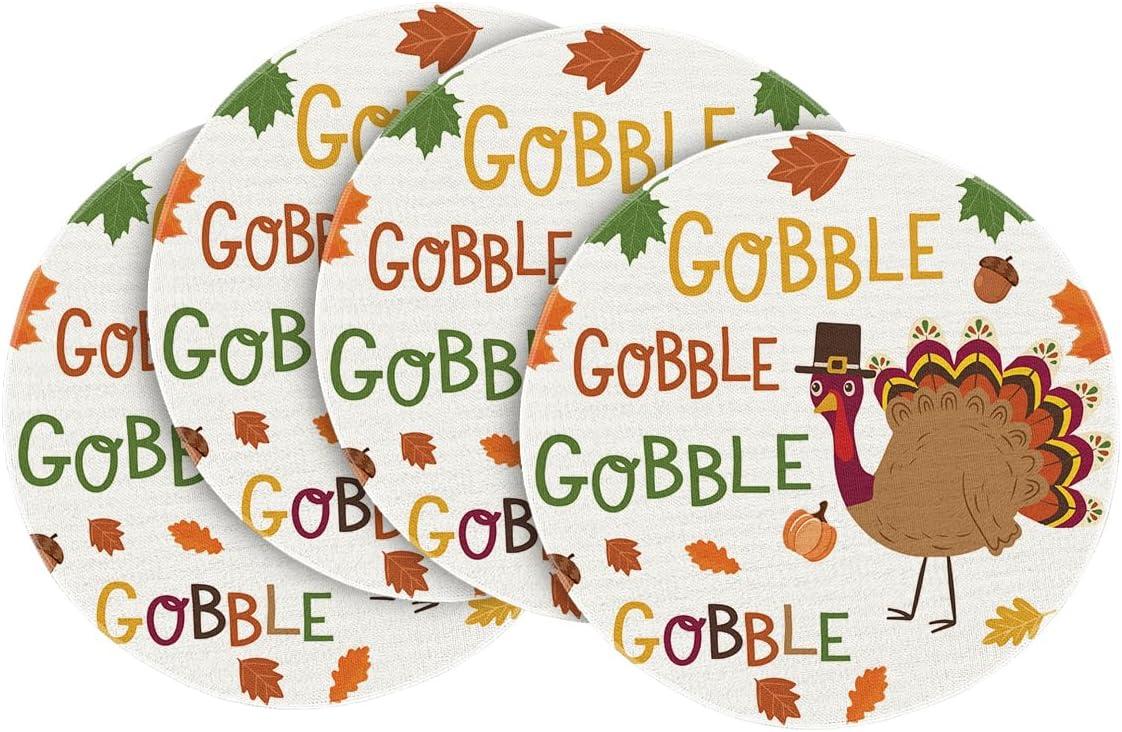 imageArtoid Mode Turkey Gobble Thanksgiving Placemats Set of 6 12x18 Inch Maple Leaves Fall Table Mats for Outdoor Home Party Kitchen Dining DecorationBeige