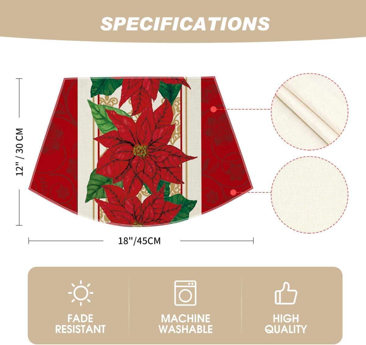 imageArtoid Mode Watercolor Poinsettia Red Christmas Round Placemats Set of 4 15 Inch Winter Xmas Holiday Round Table Mats for Dining DecorationRed