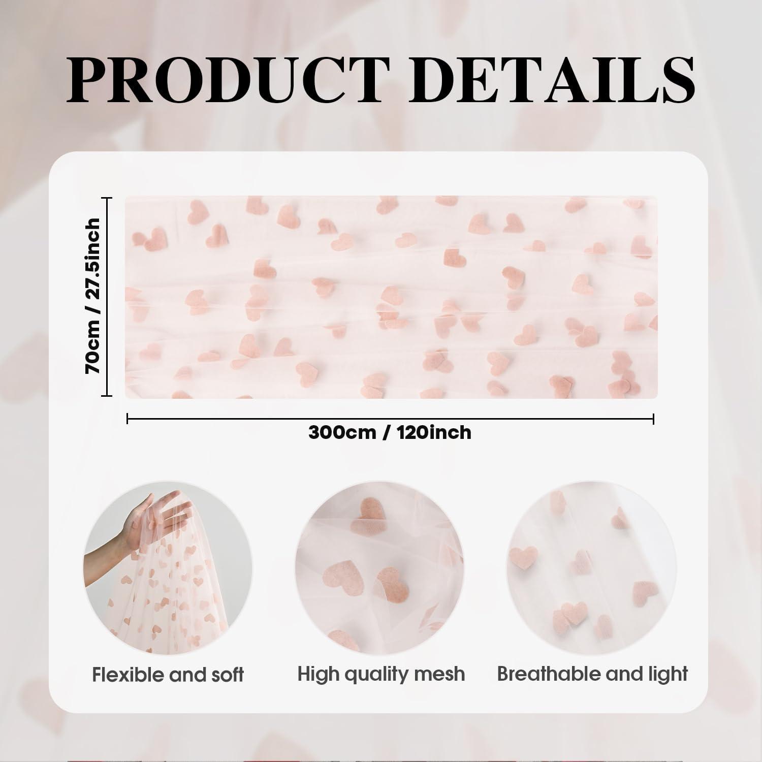 imageArtoid Mode White and Red Heart Gauze Table Runner 120 Inch 10FT Mothers Day Sheer Dining Anniversary Wedding Table Decor for Home PartyPink