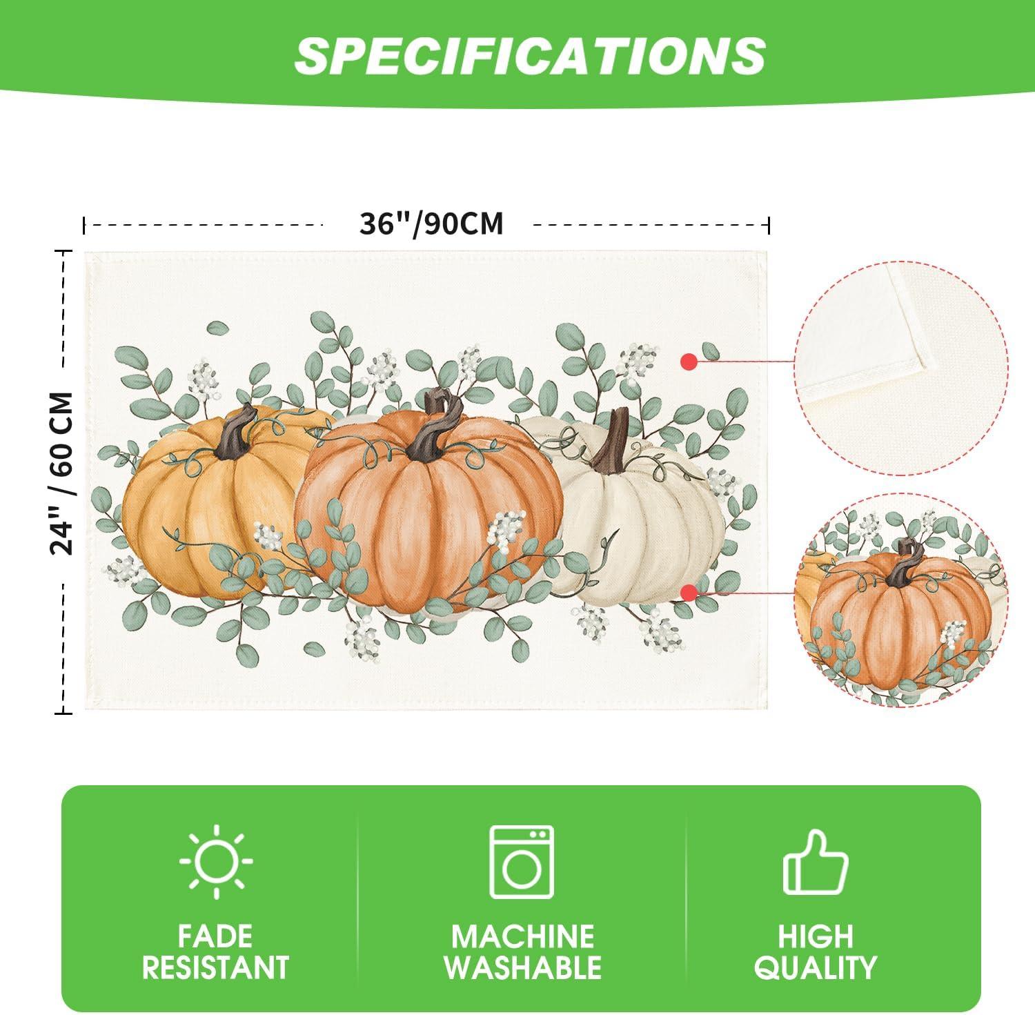 imageArtoid Mode Wood Pumpkins Fall Round Placemats Set of 414 Inch Seasonal Round Place Mats for Party Dining DecorationBeigeOrange