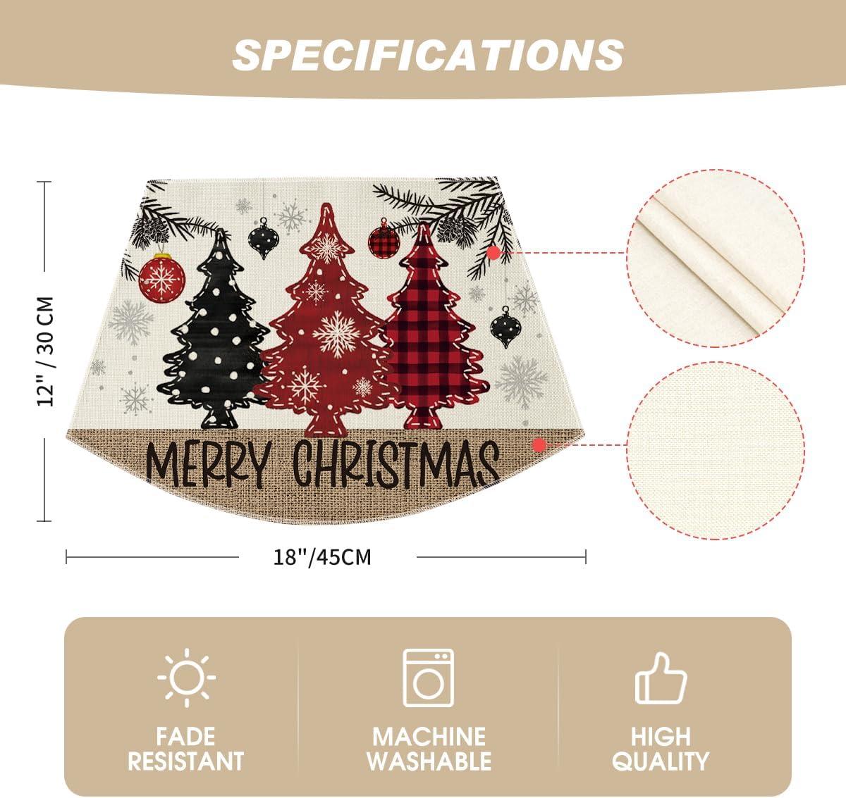 imageArtoid Mode Xmas Trees Ornament Snowflake Merry Christmas Round Placemats Set of 4 14 Inch Winter Round Table Mats for Dining DecorationRedBeige