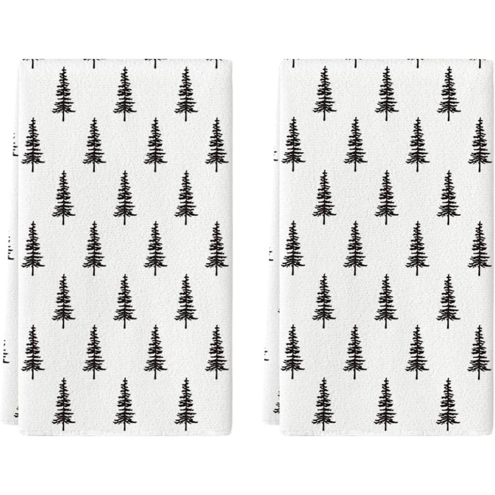 imageArtoid Mode Dark Green Xmas Trees Christmas Kitchen Towels Dish Towels 18x26 Inch Holiday Farmhouse Winter Decoration Cleaning Set of 2Beige