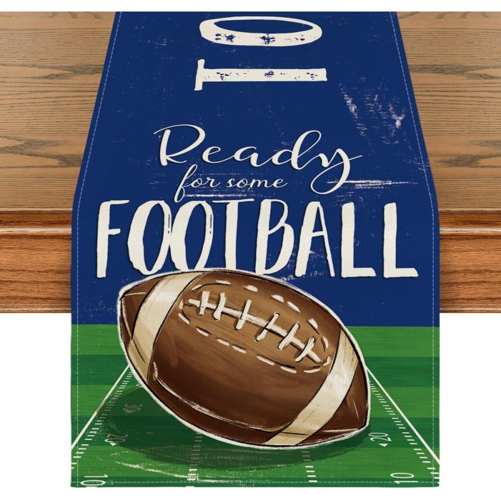 imageArtoid Mode Ready for Some Football Fall Table Runner Seasonal Rugby Sport Kitchen Dining Table Decoration for Home Party Decor 13x72 Inch