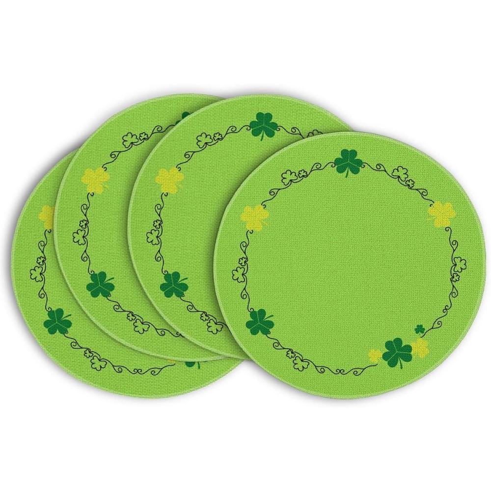 imageArtoid Mode Shamrock St Patricks Day Round Placemats Set of 414 Inch Seasonal Holiday Farmhouse Table Mats for Party Kitchen Dining DecorationGreen