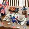 Artoid Mode American Flag Patriotic Stars Flower 4th of July Round Placemats Set of 4,14 Inch Memorial Day Table Mats for Party Kitchen Dining Decoration(Beige)