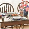 Artoid Mode American Flag Patriotic Stars Flower 4th of July Round Placemats Set of 4,14 Inch Memorial Day Table Mats for Party Kitchen Dining Decoration(Beige)