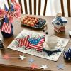 Artoid Mode American Flag Stars Eucalyptus 4th of July Round Placemats Set of 4,15 Inch Memorial Day Table Mats for Party Kitchen Dining Decoration(Red)