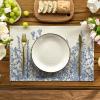Artoid Mode Antique Herbs Wild Flowers Spring Placemats Set of 4, 14 Inch Summer Round Table Mats for Dining Decoration(Bule)