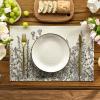 Artoid Mode Antique Herbs Wild Flowers Spring Placemats Set of 4, 14 Inch Summer Round Table Mats for Dining Decoration(Gray)