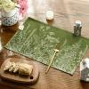 Artoid Mode Antique Herbs Wild Flowers Spring Placemats Set of 4, 14 Inch Summer Round Table Mats for Dining Decoration(Green)
