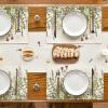 Artoid Mode Antique Herbs Wild Flowers Spring Placemats Set of 4, 14 Inch Summer Round Table Mats for Dining Decoration(Off White)