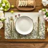Artoid Mode Antique Herbs Wild Flowers Spring Placemats Set of 4, 14 Inch Summer Round Table Mats for Dining Decoration(Off White)