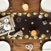 Artoid Mode Balloons Firework Happy Birthday Table Runner, Stars Holiday Kitchen Dining Table Decoration for Home Party Decor 13×72 Inch(Black)