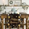 Artoid Mode Balloons Firework Happy Birthday Table Runner, Stars Holiday Kitchen Dining Table Decoration for Home Party Decor 13×72 Inch(Black)