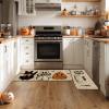 Artoid Mode Bats Black Cats Boo Pumpkin Halloween Kitchen Mats Set of 2, Home Decor Low-Profile Kitchen Rugs for Floor – 17×29 and 17×47 Inch(Beige)