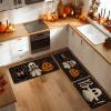 Artoid Mode Bats Black Cats Boo Pumpkin Halloween Kitchen Mats Set of 2, Home Decor Low-Profile Kitchen Rugs for Floor – 17×29 and 17×47 Inch(Black)