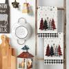 Artoid Mode Beige Brown Xmas Trees Christmas Kitchen Towels Dish Towels, 18×26 Inch Buffalo Plaid Daily Winter Decoration Hand Towels Set of 2(Black/White)