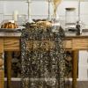 Artoid Mode Beige Gold Gauze Table Runner 120 Inch 10FT, Glitter Metallic Foil Sheer Dining Wedding Anniversary Holiday Birthday Table Decor for Home Party(Black Gold)