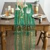 Artoid Mode Beige Gold Gauze Table Runner 120 Inch 10FT, Glitter Metallic Foil Sheer Dining Wedding Anniversary Holiday Birthday Table Decor for Home Party(Green)