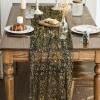 Artoid Mode Beige Gold Gauze Table Runner 120 Inch 10FT, Glitter Metallic Foil Sheer Dining Wedding Anniversary Holiday Birthday Table Decor for Home Party(Black Gold)