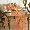 Artoid Mode Beige Gold Gauze Table Runner 120 Inch 10FT, Glitter Metallic Foil Sheer Dining Wedding Anniversary Holiday Birthday Table Decor for Home Party(Orange)