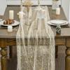 Artoid Mode Beige Gold Gauze Table Runner 120 Inch 10FT, Glitter Metallic Foil Sheer Dining Wedding Anniversary Holiday Birthday Table Decor for Home Party(Beige Gold)