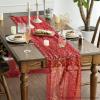 Artoid Mode Beige Gold Gauze Table Runner 120 Inch 10FT, Glitter Metallic Foil Sheer Dining Wedding Anniversary Holiday Birthday Table Decor for Home Party(Red)