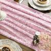 Artoid Mode Beige Gold Gauze Table Runner 120 Inch 10FT, Glitter Metallic Foil Sheer Dining Wedding Anniversary Holiday Birthday Table Decor for Home Party(Pink)
