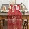 Artoid Mode Beige Gold Gauze Table Runner 120 Inch 10FT, Glitter Metallic Foil Sheer Dining Wedding Anniversary Holiday Birthday Table Decor for Home Party(Red)