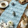 Artoid Mode Beige Soft Plush Faux Fur Jacquard Pumpkins Fall Table Runner, Seasonal Autumn Kitchen Dining Table Decoration for Home Party Decor 13×72 Inch(Blue)