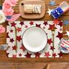 Artoid Mode Beige Stars Patriotic 4th of July Placemats Set of 4, 12×18 Inch Memorial Day Table Mats for Party Kitchen Dining Decoration(Beige)