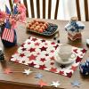 Artoid Mode Beige Stars Patriotic 4th of July Placemats Set of 4, 12×18 Inch Memorial Day Table Mats for Party Kitchen Dining Decoration(Beige)