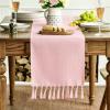 Artoid Mode Beige Tassel Table Runner, Boho Linen Blend Rustic Farmhouse Style Kitchen Table Decoration Holiday Wedding Party Dinning Decor 13×72 Inch(Blush Pink)
