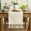 Artoid Mode Beige Tassel Table Runner, Boho Linen Blend Rustic Farmhouse Style Kitchen Table Decoration Holiday Wedding Party Dinning Decor 13×72 Inch(Beige)