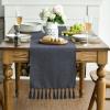 Artoid Mode Beige Tassel Table Runner, Boho Linen Blend Rustic Farmhouse Style Kitchen Table Decoration Holiday Wedding Party Dinning Decor 13×72 Inch(Graphite Grey)