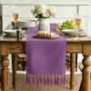 Artoid Mode Beige Tassel Table Runner, Boho Linen Blend Rustic Farmhouse Style Kitchen Table Decoration Holiday Wedding Party Dinning Decor 13×72 Inch(Lilac Purple)