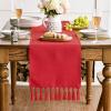 Artoid Mode Beige Tassel Table Runner, Boho Linen Blend Rustic Farmhouse Style Kitchen Table Decoration Holiday Wedding Party Dinning Decor 13×72 Inch(Red)