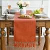 Artoid Mode Beige Tassel Table Runner, Boho Linen Blend Rustic Farmhouse Style Kitchen Table Decoration Holiday Wedding Party Dinning Decor 13×72 Inch(Terracotta Orange)