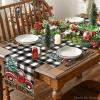 Artoid Mode Black Buffalo Plaid Xmas Trees Car Merry Christmas Round Placemats Set of 4, 14 Inch Winter Round Table Mats for Dining Decoration(Beige/Black)