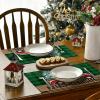 Artoid Mode Black Buffalo Plaid Xmas Trees Car Merry Christmas Round Placemats Set of 4, 14 Inch Winter Round Table Mats for Dining Decoration(Green)