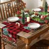 Artoid Mode Black Buffalo Plaid Xmas Trees Car Merry Christmas Round Placemats Set of 4, 14 Inch Winter Round Table Mats for Dining Decoration(Red/Black)