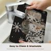 Artoid Mode Black Snowman Snowflakes Winter Vinyl Placemats Set of 4, Let it Snow Wipeable PVC Woven Table Mats for Party Kitchen Dining Decor, 12×18 Inch(Black)