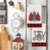 Artoid Mode Black White Buffalo Plaid Xmas Trees Joy Christmas Kitchen Towels Dish Towels, 18×26 Inch Seasonal Winter Decoration Hand Towels Set of 2(Red/Black)